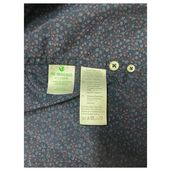 J Crew Top Mens Large Blue Slim Ditsy Floral Button Down Long Sleeve Preppy - Picture 9 of 14